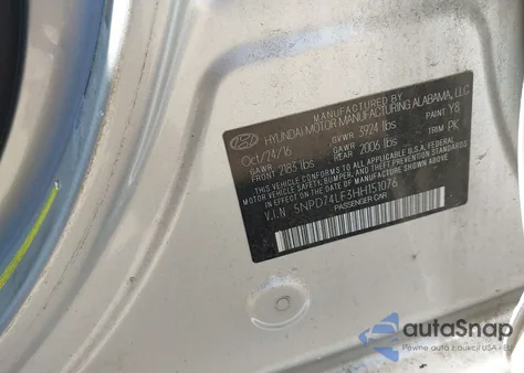 2017 Hyundai Elantra Se from USA, damaged, VIN 5NPD74LF3HH151076